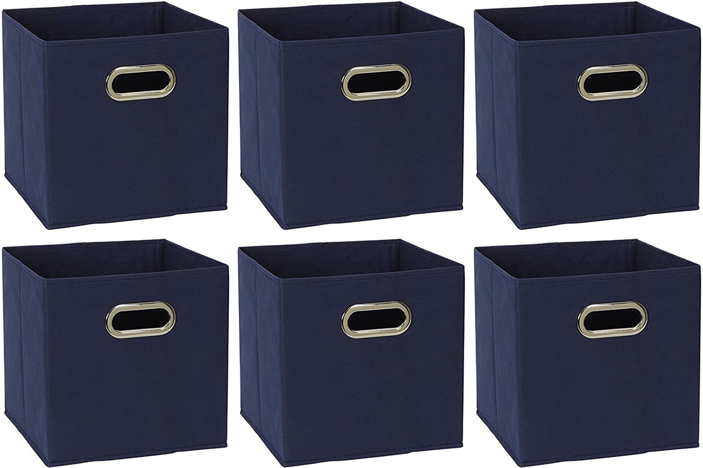 KUBEEZ-BNA KUBeez  Modular compatible fabric bin, 81-1 Foldable Fabric Storage Bins, Navy, 6-pack